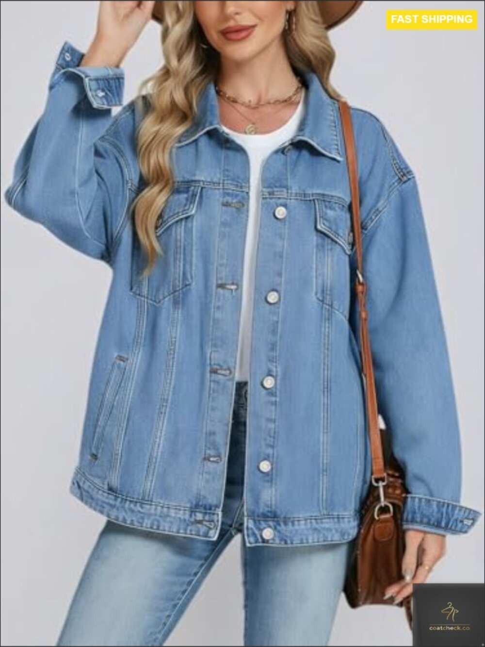 Oversized Boyfriend Denim Jacket Loose Fit Shacket Spring Trendy - Picture 6 of 7